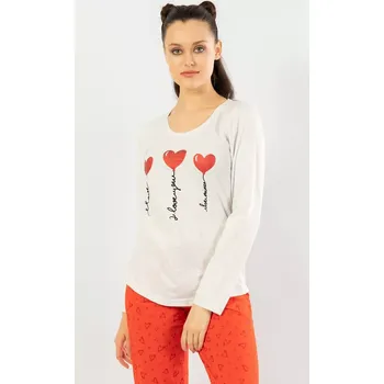 Dámské pyžamo Dámské pyžamo dlouhé I love you světle šedá L