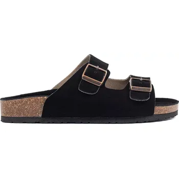 Dámské žabky Klasické černé dámské nazouváky na plochém podpatku 38