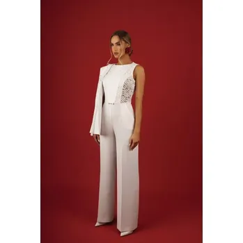 Dámský overall M866 Kombinéza s krajkovými panely - ecru EU XL