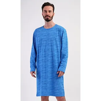 Pánské pyžamo Pánská noční košile s dlouhým rukávem Sebastian modrá L