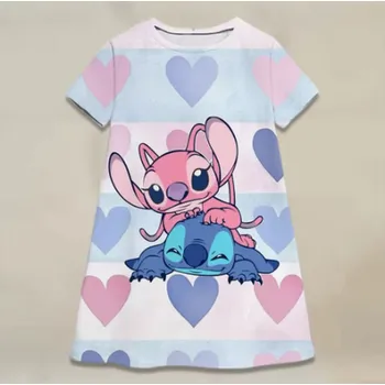 Dívčí šaty Lilo & Stitch Dívčí letní šaty s motivem "Lilo a Stitch" Motiv: srdíčka (LYQ-GA-025), Velikost: 90