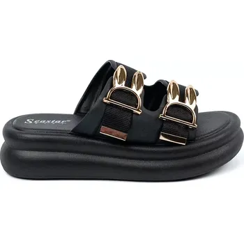 Dámské žabky Pěkné nazouváky dámské černé platforma 38