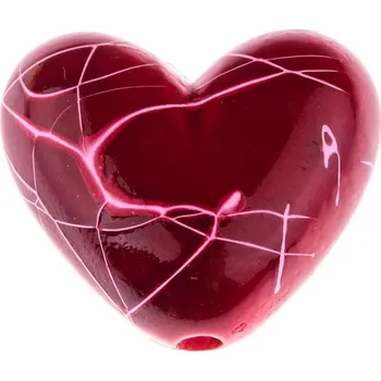 Dětské navlékací korálky Korálek plastový srdce 12x17mm 1 kus - vínové