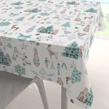 ubrus Bavlněný čtvercový ubrus Sandra SA-662 Modro-zeleno-hnědý vánoční vzor 60x60 cm