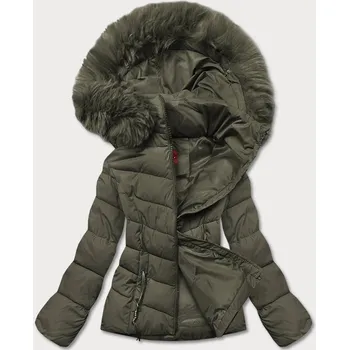 Krátká dámská zimní bunda v khaki barvě (TY043-29) odstíny zelené L (40)