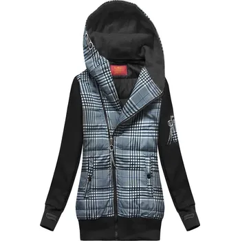 Tmavě modro-černá mikina z různých spojených materiálů (AMG-611A) odstíny černé M (38)