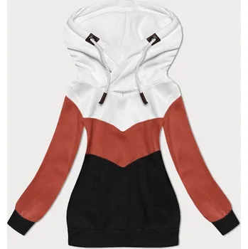 Dámská mikina Bílo-oranžovo-černá hrubší trojbarevná dámská mikina (2303) odstíny oranžové XXL (44)