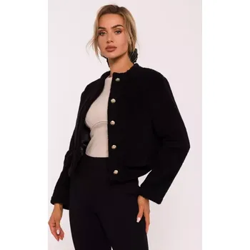 Dámské sako M807 Oříznuté teddy sako - černé EU XL