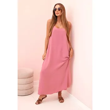 Dámské šaty Dlouhé šaty bez ramínek tmavě růžová UNI