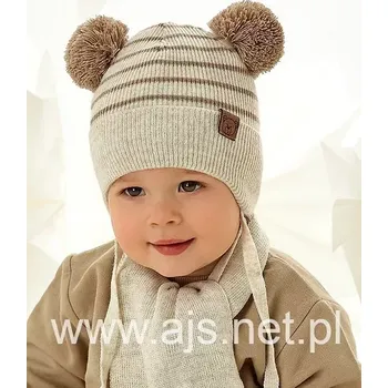 Čepice Chlapecký komplet AJS 48-317 Čepice a šála šedá 40-42 cm