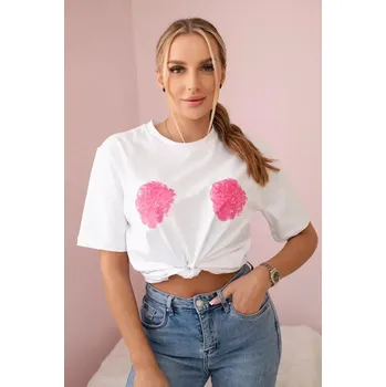 Dámská halenka Bavlněná halenka s květinovým potiskem bílý UNI