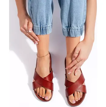 Dámské žabky Krásné dámské nazouváky hnědé platforma 38