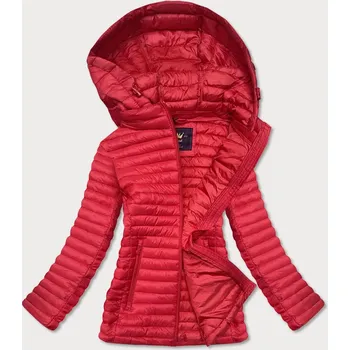 Červená prošívaná bunda s kapucí (LD-7218) červená S (36)
