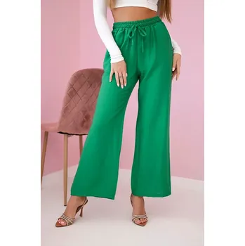 Viskózové kalhoty se širokými nohavicemi světle zelená UNI