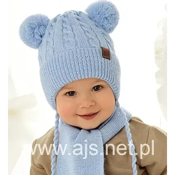 Čepice Chlapecký komplet AJS 48-313 Čepice a šála tmavě modrá 40-42 cm