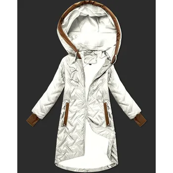 Dámská bunda Dámská prošívaná bunda v barvě ecru s ozdobnými vsadkami (T2-2291#-12) odstíny béžové 52