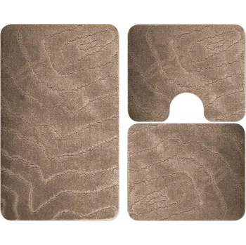 Koupelnová předložka KOUPELNOVÁ PŘEDLOŽKA MĚKKÁ SVĚTLE HNĚDÁ BÉŽOVÁ PROTISKLUZOVÁ SADA 3 ks