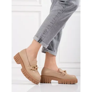 Dámské polobotky Moderní hnědé polobotky dámské na plochém podpatku 39