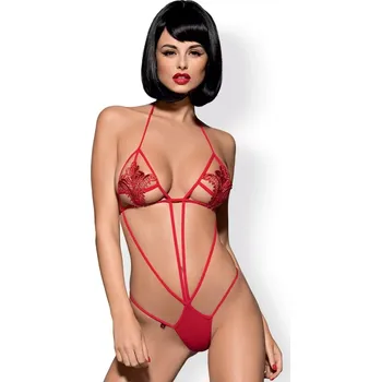 Dámské erotické body Dámské erotické body Luiza teddy red - OBSESSIVE červená S/M