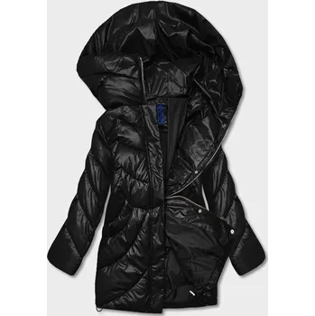 Dámská bunda Černá volná dámská zimní bunda z ekologické kůže (AG2-J90) odstíny černé S (36)