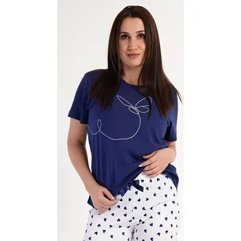 Dámské pyžamo Dámské pyžamo kapri Butterfly tmavě modrá 4XL