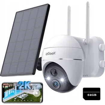 Bezpečnostní kamera Venkovní otočná kamera Akumulátor Bezdrátová IP WiFi 2K 3MPx 64GB