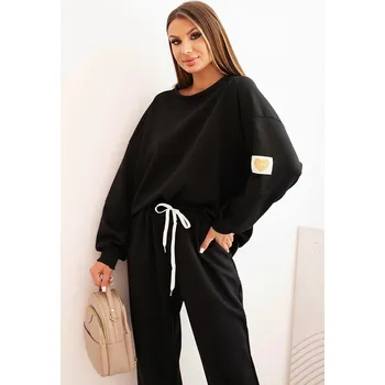 Dámský set máslový s volnou mikinou a kalhotami s nápisem LOVE černý UNI