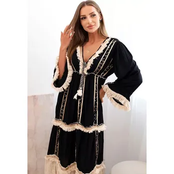 Dámské šaty Dámské boho šaty s krajkou černý UNI