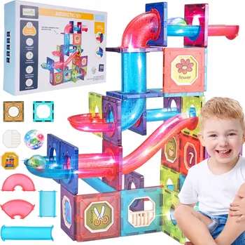 ostatní stavebnice STAVEBNICE 3D SVÍTÍCÍ STAVEBNICE - KULIČKOVÁ DRÁHA - 83 DÍLKŮ