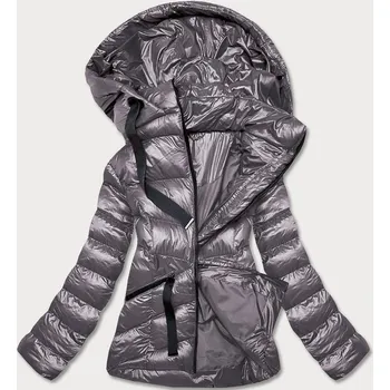 Tmavě šedá krátká dámská zimní bunda (23066-105) odstíny šedé XL (42)