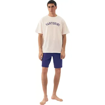 Pánské pyžamo Pánské pyžamo Santorini 43173 white - HENDERSON bílá XXL