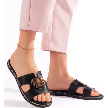 Dámské žabky Trendy černé nazouváky dámské bez podpatku 37