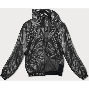 Krátká černá lesklá dámská bunda se stojáčkem (5M3195) odstíny černé S (36)