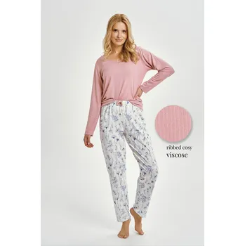 Dámské pyžamo 3456 DÁMSKÉ DLOUHÉ PYŽAMO CAROLINE M-XL růžová L