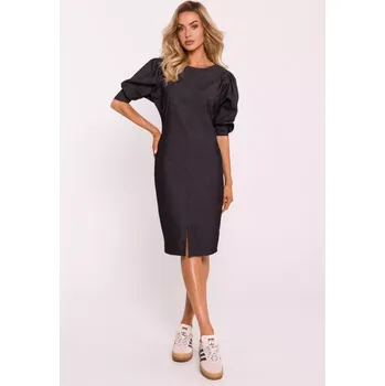 Dámské šaty M803 Šaty s puff rukávy - grafitové EU S