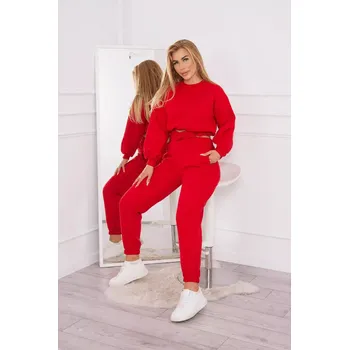Dámská halenka Zateplená souprava s krátkou mikinou červená UNI