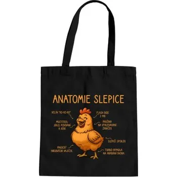 Žertovný předmět Anatomie slepice - taška s potiskem- Tričkový.cz
