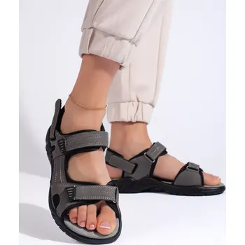 Dámská obuv Luxusní šedo-stříbrné sandály dámské na plochém podpatku 40