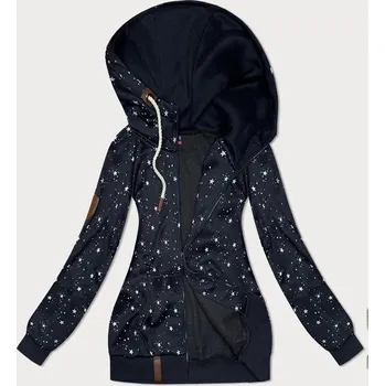 Dámská mikina Tmavě modrá dámská mikina s kapucí a se vzorem hvězdiček (2305) odstíny modré 46