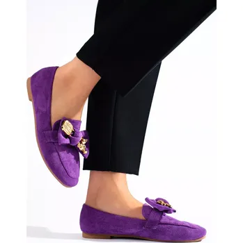 Dámské mokasíny Jedinečné mokasíny fialové dámské bez podpatku 38