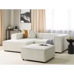 3místná modulární rohová pohovka krémově bílá manšestrové čalounění levostranná černé nohy s taburetem moderní styl obývací pokoj Beliani