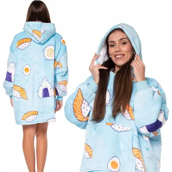 Pánská mikina Mikina 2v1 Oversize Kapuce Thick Sherpa Deka v Mikinová Deka barvě