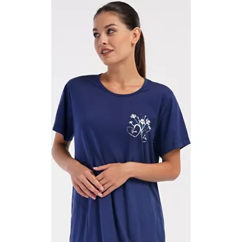 Dámské šaty Dámské domácí šaty s krátkým rukávem Janette tmavě modrá 4XL