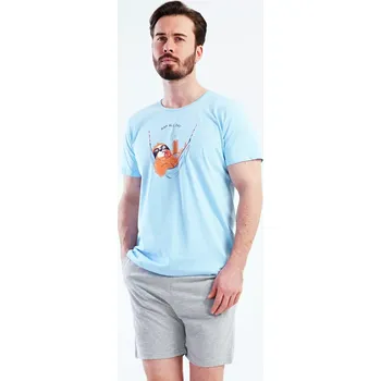 Pánské pyžamo Pánské pyžamo šortky Pohodář světle modrá M
