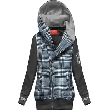 Tmavě modro-grafitová mikina z různých spojených materiálů (AMG-611A) odstíny modré M (38)