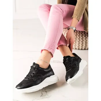 Dámské tenisky Trendy tenisky černé dámské bez podpatku 41