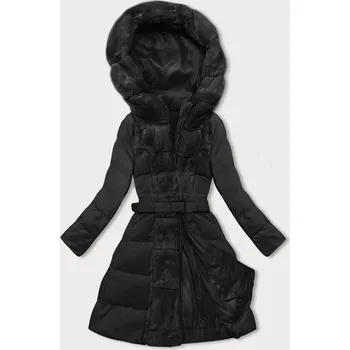 Černá dámská zimní bunda s ozdobnou kožešinou (5M3158-392) odstíny černé XL (42)