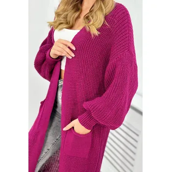 Dámský svetr Svetr dlouhý kardigan tmavě fialová UNI