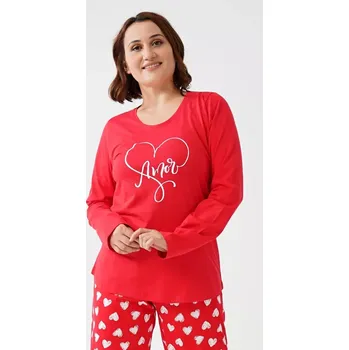 Dámské pyžamo Dámské pyžamo dlouhé Amore mio červená XL