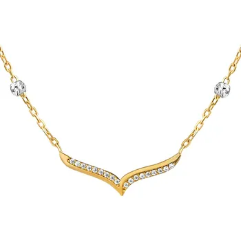 Šperk Zlatý náhrdelník Vionne z bílého a žlutého zlata s Brilliance Zirconia - 1,3 mm